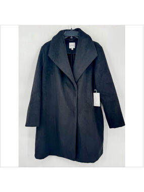 Women's Cyrus Black Statement Maker Shawl Collar Coat 1X Wool Blend